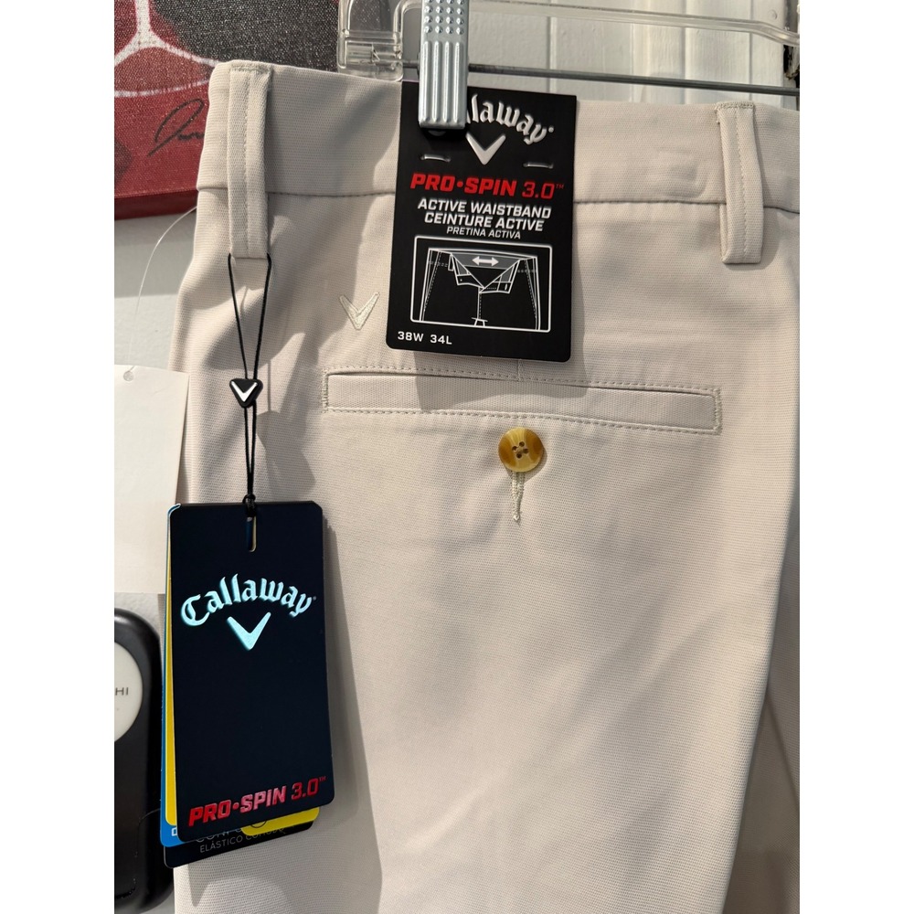 Callaway Pro-Spin 3.0 Mens Golf Pants 38x34 Beige Active Waistband NWT - Picture 2 of 7